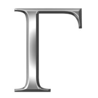 3d silver Greek letter Gamma isolated in white