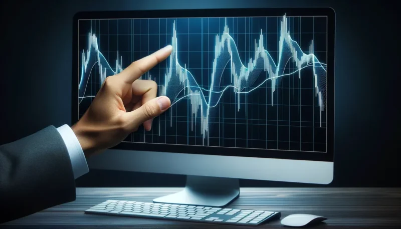 finding support and resistance levels finger pointing at chart