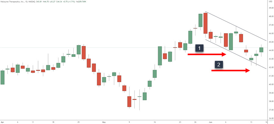 protective stop loss bull flag